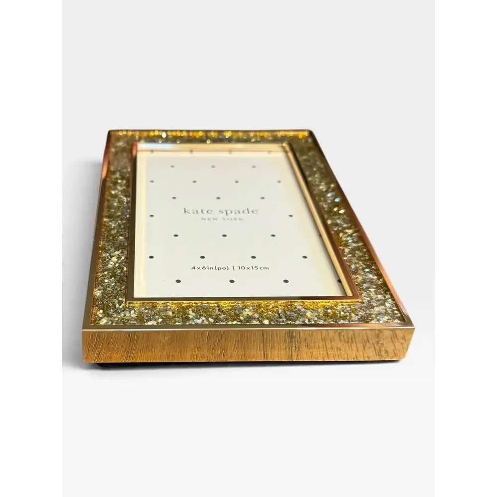 Kate Spade New York Simply Sparkling Gold Glitter 4x6 Photo Frame Lenox New